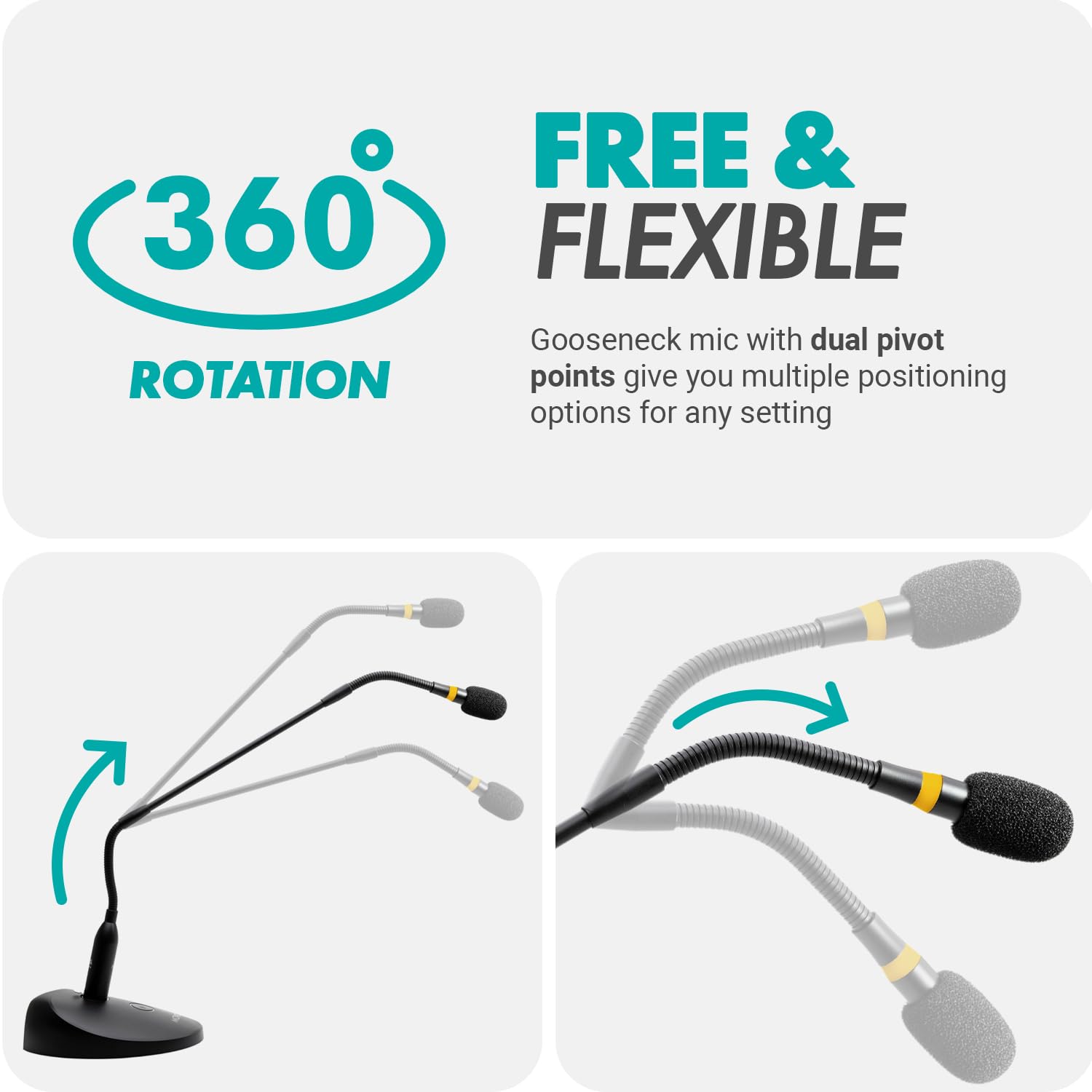 Movo GM-9 Professional 18-inch Gooseneck XLR Podium Microphone for Lectures, Conferences, Streaming, and Video Meetings